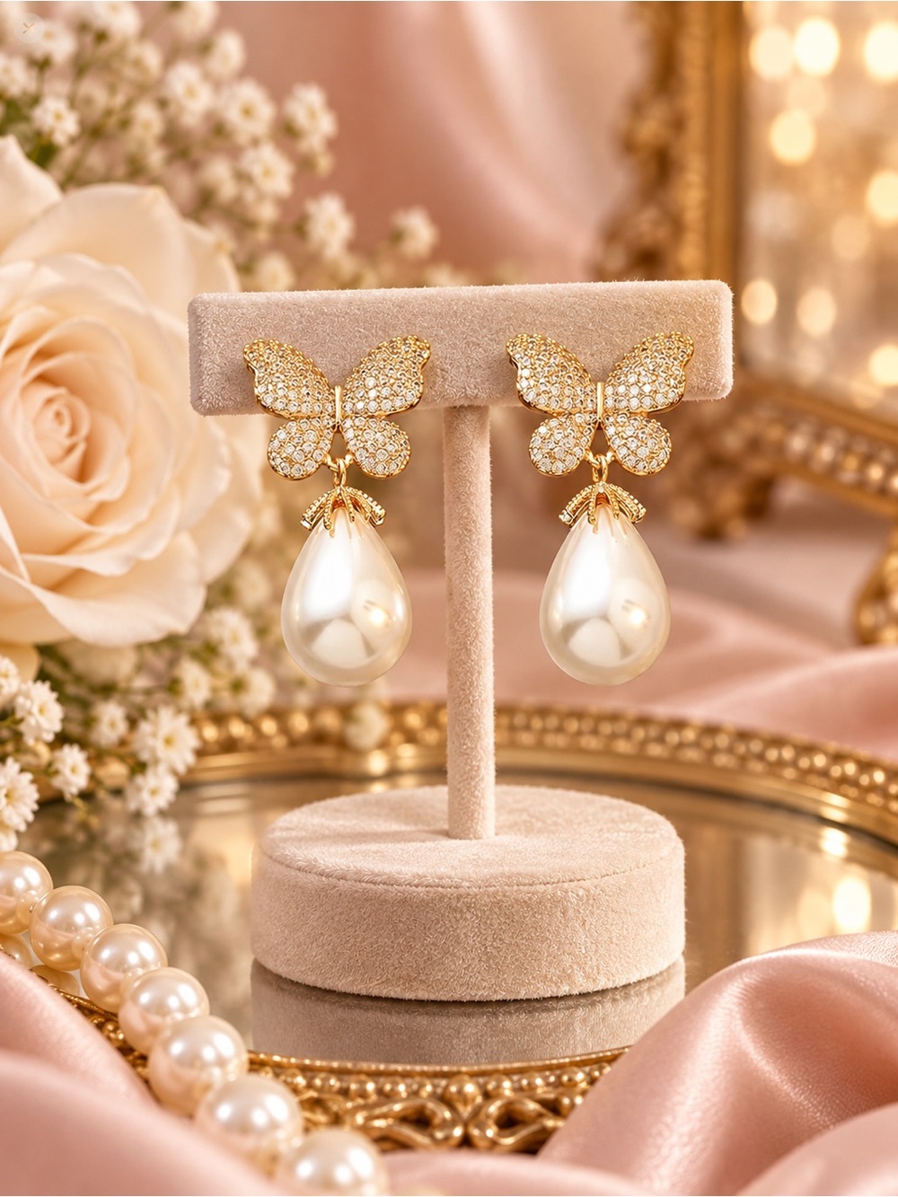 The Eleanor Collection Butterfly Pearl Luxe Drop Earrings